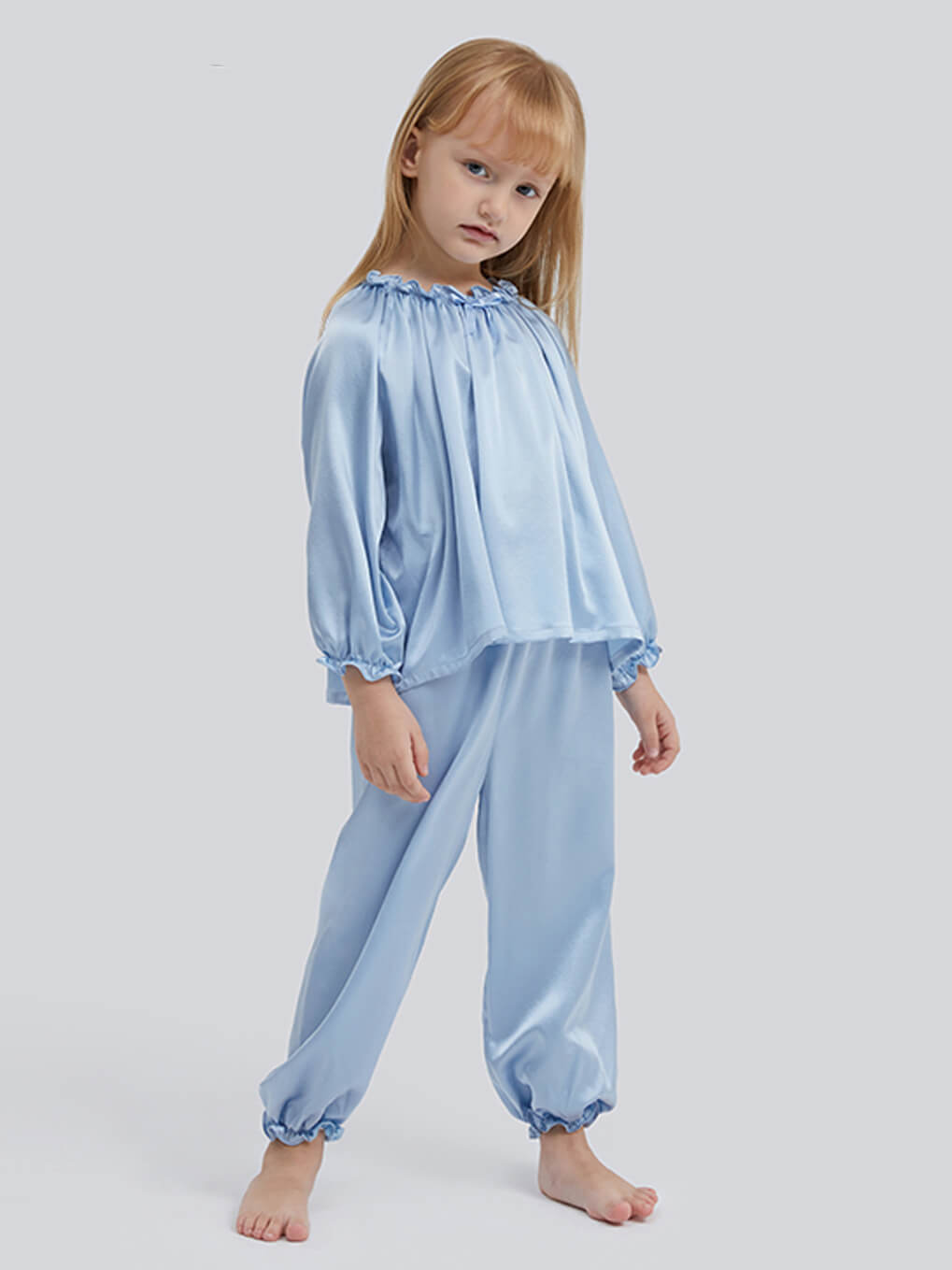 19 Momme Girls Pullover Long Silk Pajama Sets